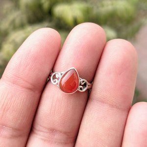Anillo de Cornalina Natural, Plata de Ley 925, Hecho a Mano, con Cabujón en Forma de Lágrima, Gema Naranja, para Mujer, Joyería al por Mayor - Product Image 5