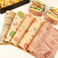 Feuilles d'emballage alimentaire jetables personnalisées avec logo imprimé, papier ciré pour sandwichs, emballage pour hamburgers, papier résistant à la graisse pour aliments