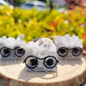 Gafas <span class=keywords><strong>de</strong></span> racimos <span class=keywords><strong>de</strong></span> cuarzo natural talladas a mano, <span class=keywords><strong>erizo</strong></span>, curación, Reiki, decoración <span class=keywords><strong>de</strong></span> mesa, regalo <span class=keywords><strong>de</strong></span> cristal - Product Image 1