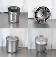 Mug à café en acier inoxydable à double paroi 304, poignée pliable, isolation thermique portable 0-6 heures, écologique, pour les voyages en plein air