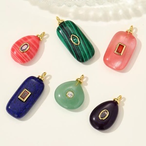 จี้หินธรรมชาติทองเหลือง P67 รุ่นใหม่ ขายดี ประดับด้วยพลอยหลากสี สำหรับทำเครื่องประดับ DIY ขายส่ง - Product Image 3