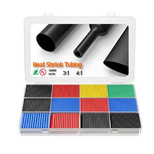 Kit de gaines thermorétractables Deem 3:1 et 4:1, tube thermorétractable noir en PE avec colle, offrant une isolation durable pour la protection des fils - Product Image 1