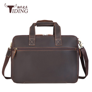 Tiding Genuine Leather <b>Briefcase</b> Dark Brown Men Business Travel Expandable Laptop Bag - Product Image 1