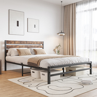 Base de Cama Moderna Personalizada de Metal Marrón con Cabecera para Dormitorio de Apartamento