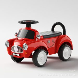 Pink Ride On Car For Kids 2-4 Years Old Plastic Four Wheel Toy Vehicle With Steering Wheel And Push Handle - Product Image 3