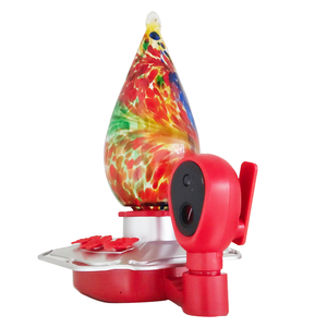 Glass Hummingbird <b>Feeder</b> with 4 Feeding Ports and Built-in Ant Moat Blue Outdoor Wild <b>Bird</b> <b>Feeder</b> with Plastic Cap - Product Image 5