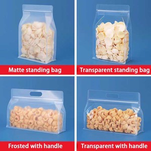 Sacs en plastique transparents avec poignée, fermeture éclair, <span class=keywords><strong>grande</strong></span> poche portable transparente, sac à fond plat pour aliments, biscuits - Product Image 3