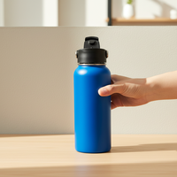 Bouteille d'eau isotherme à double paroi en acier inoxydable Jiahe 024 32oz, capacité et logo personnalisés, anti-fuite, large ouverture