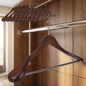 Classic Shoulder <b>Wooden</b> Suit <b>Hangers</b> Extra Thick Contoured Design Luxury Garment Display Heavy Duty <b>Coat</b> Storage FALAK WORLD - Product Image 4