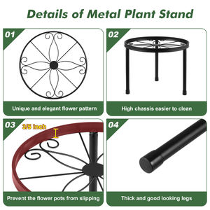 Support pour plantes d'intérieur et d'extérieur, support pour plantes en métal antirouille pour patio, support pour fleurs, support pour plantes robuste, support pour jardinière - Product Image 2