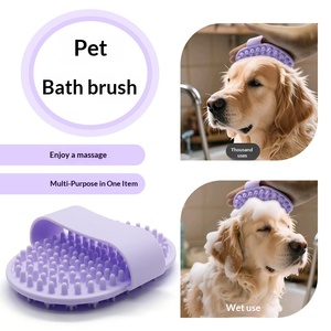 Custom Silicone Pet <b>Bath</b> <b>Brush</b> with Hand Strap and Soft Bristles for <b>Dog</b> Cat Grooming Shampoo Massage OEM ODM - Product Image 2