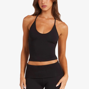Nouveau débardeur de sport 2026 pour femme, col licou à nouer, <span class=keywords><strong>dos</strong></span> ouvert, coupe courte, sensation seconde peau, séchage rapide, extensible dans les 4 sens, pour le yoga - Product Image 3