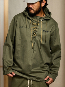 Sweat-shirt à capuche pour <span class=keywords><strong>homme</strong></span>, style rétro américain, inspiré de l'uniforme de pont de marine de la Seconde Guerre mondiale, coupe-vent, respirant, grande taille, inspiré de la marine américaine. - Product Image 6