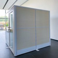 Customization Office Room Partitions Demountable Aluminium Frame Half Height Independence Cubicle Glass Panel with Doors