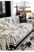 Housse de canapé rétro style français à motifs floraux, entièrement enveloppante, en chenille, coussin polyvalent toutes saisons, toucher léger, luxe raffiné
