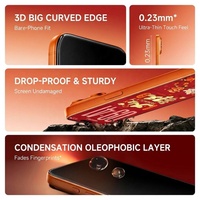 Protection d'écran en verre trempé 3D AR 9H HD résistant à l'usure, toucher lisse, anti-graisse pour iPhone 15 16 17 18 Pro Max avec kit d'installation