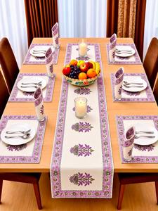 Premium Quality Hand Block Printed Table Mat Set with Matching <b>Runner</b> for Dining Table Home Decor Available At Wholesale Price - Product Image 4