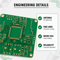 Carte de contrôle IoT pour maison intelligente, 2 à 6 couches, PCB FR4 optimisé RF, taille personnalisée, tolérance d'impédance +/-5%, finition de surface ENIG, PCBA