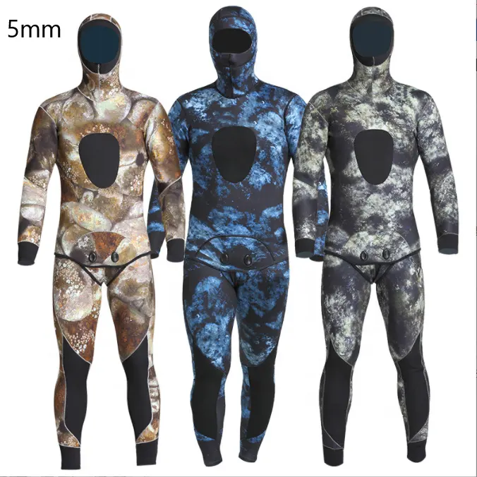 Uma peça Wetsuit quente 3mm 5mm mens camo padrão neoprene pele lisa amigável caça submarina mergulho surf wetsuit