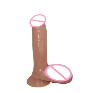 Dildo mainan seks realistis dengan bola, Cup penyedot TPE Dildo besar <span class=keywords><strong>Penis</strong></span> buatan dengan bola untuk wanita Anal stimulasi vagina - Product Image 1