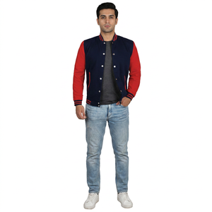High Quality Custom Made Breathable Winter Varsity Letterman <b>Jacket</b> <b>for</b> <b>Men</b> Front Durable Polyester/Cotton College <b>Baseball</b> - Product Image 1