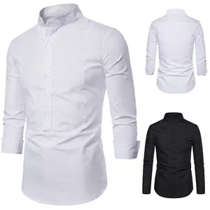 Factory Supplier Long Sleeved Stand Up Collar Muslim Men Shirt Islamic Eid Clothes Muslim Shirt for Man