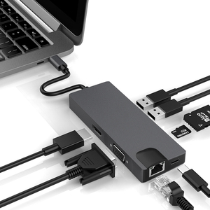 Tipo-C <span class=keywords><strong>HUB</strong></span> Koogold T2601 8 en 1 USB C hubs con 1000M Ethernet VGA USB3.0 PD de carga adaptador HDMI <span class=keywords><strong>para</strong></span> el <span class=keywords><strong>macbook</strong></span> <span class=keywords><strong>pro</strong></span> - Product Image 1