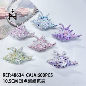 Fermacapelli a Forma di Conchiglia Maculata 10,5 Cm, Accessorio per Capelli da Donna - Product Image 1