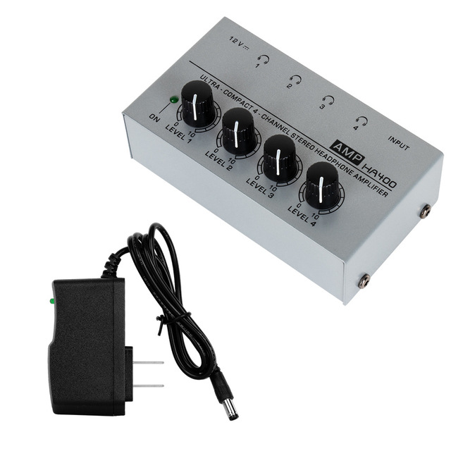 Manufacture Price High Quality HA400 Metal Headphone Amplifier Mini 4-Channel Digital Power Amplifier for Recording
