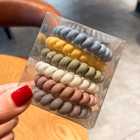 Élastiques à cheveux spirale personnalisables en forme de fil téléphonique, 6 pièces/boîte, pour femmes et filles, échantillon rapide, chouchous en fil téléphonique