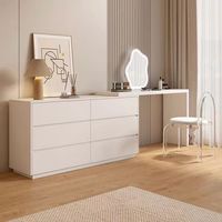 Coiffeuse en bois moderne de luxe avec miroir éclairé pour chambre à coucher Table de maquillage contemporaine avec rangement