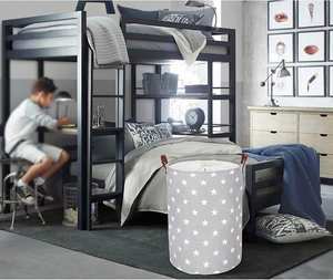 24-Inches Freestanding Laundry <b>Basket</b> <b>with</b> <b>Lid</b>, Collapsible Extra <b>Large</b> Drawstring Clothes Hamper Storage <b>with</b> Handle - Product Image 3