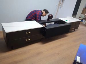 Yüksek kalite 100 inç 16:9 motorlu kat up yükselen ALR pet kristal UST lazer projektör TV kabine ile Ultra kısa atmak - Product Image 5