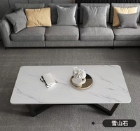 Table basse rectangulaire moderne en pierre frittée avec conception simple, imbrication, plusieurs couleurs pour bureau, salon, métal