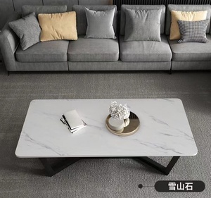 Meja kopi batu Sintered persegi panjang Modern dengan desain sederhana bersarang berbagai warna untuk kursi kantor terbuat dari logam - Product Image 4