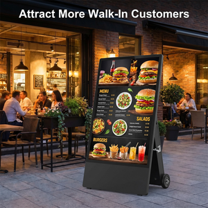 Affichage publicitaire numérique portable d'extérieur avec écran LCD, roues, animation et signalétique <span class=keywords><strong>pour</strong></span> restaurants et vitrines de commerces - Product Image 2