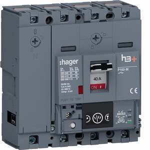 HMS041NC ปรับแต่งได้ด้วยอุปกรณ์เสริมจาก Hagers Moulded case circuit breaker h3+ P160 LSIG Energy 4P 50kA 40A ปรับค่าได้ - Product Image 1