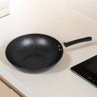 Wok en acier au carbone Mafanshi antiadhésif et anti-rouille de 30/32/34 cm avec couvercle en verre et cuiseur vapeur pour cuisson à gaz