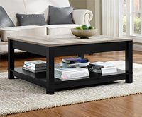 Table basse carrée contemporaine en bois noir à hauteur réglable