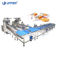 Machine d'emballage horizontale automatique pour cupcakes, pains grillés, pains, croissants, avec convoyeur d'alimentation