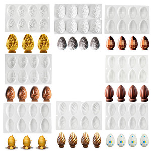 Molde de silicona para hornear huevo de Pascua 3D de 8 cavidades, molde de huevo de postre de <span class=keywords><strong>Mousse</strong></span> francés Flexible para Chocolate, huevos de Pascua, gelatina de Pascua - Product Image 2