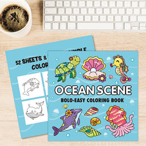 Livre de coloriage sur le thème de la mer et du monde océanique pour enfants, illustrations en papier de requins, dauphins, baleines, tortues, parfait pour les garçons et les filles - Product Image 1