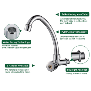 Wholesale Taps Manufacturer Single Handle Water Tap Abs Long Neck Plastic Sink Faucet Plastic Kitchen Faucet