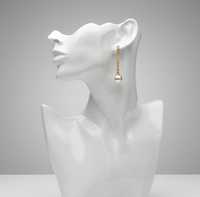 Boucles d'oreilles pendantes en or 18 carats avec diamants naturels et perles