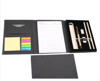 Fournitures de bureau personnalisées avec logo, blocs-notes en carton rigide plié 80g noir rouge bleu, notes adhésives, bloc-notes, stylos, règles, ensemble emballé dans un sac polypropylène