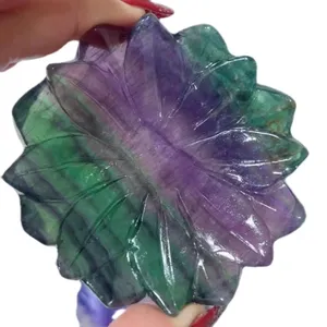 Donghai Wholesale fluorite lotus Crystal bowl Healing Stones Crystal Candle Holder for wedding decoration