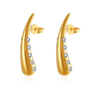 Anting Tetesan Air Stainless Steel yang Modis, Sederhana, Halus, Berongga, Aliran Air, Perhiasan Anting Panjang - Product Image 1