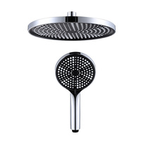 Ensemble de douche à effet pluie en ABS chromé haute pression, avec pommeau de douche supérieur rond ultra-mince et douchette à main pour salle de bain