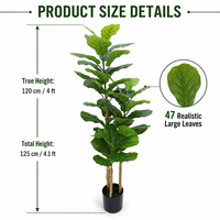 Plante artificielle de figuier à feuilles de violon de qualité supérieure pour jardin, véranda, intérieur, extérieur, hall d'hôtel, bureau, restaurant, décoration de mariage