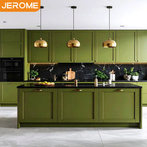 Ensemble de meubles d'armoires classiques de luxe au design personnalisé Armoire de cuisine en bois de style shaker couleur vert olive RTA - Product Image 2
